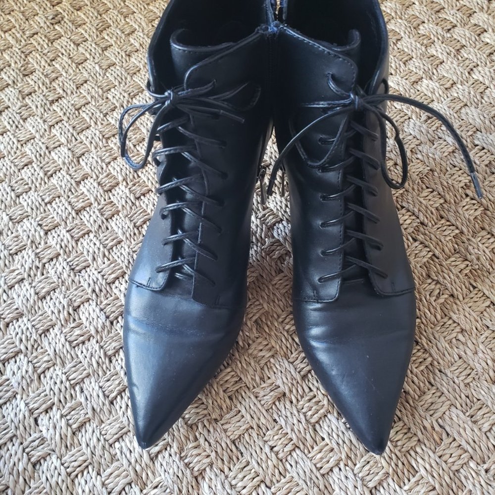 Charles David Pointy Low Heel Black Booties